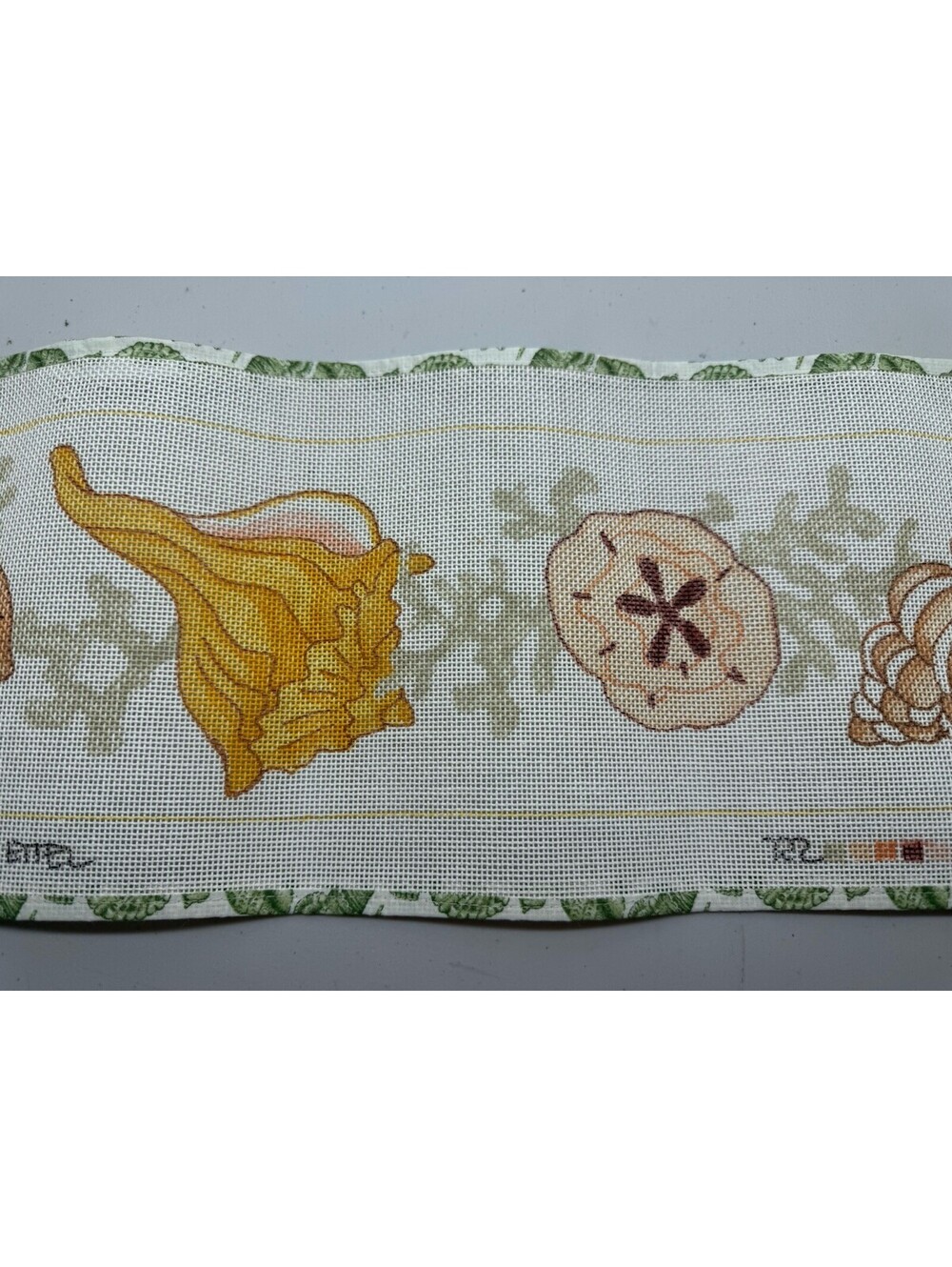 Painted Needlepoint Canvas Seashells NO Yarn Finished 6 X 36 Inches